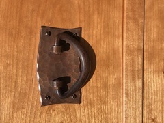 Hand-hammered copper drawer pull, an accurate replica of a Gustav Stickley drawer pull.